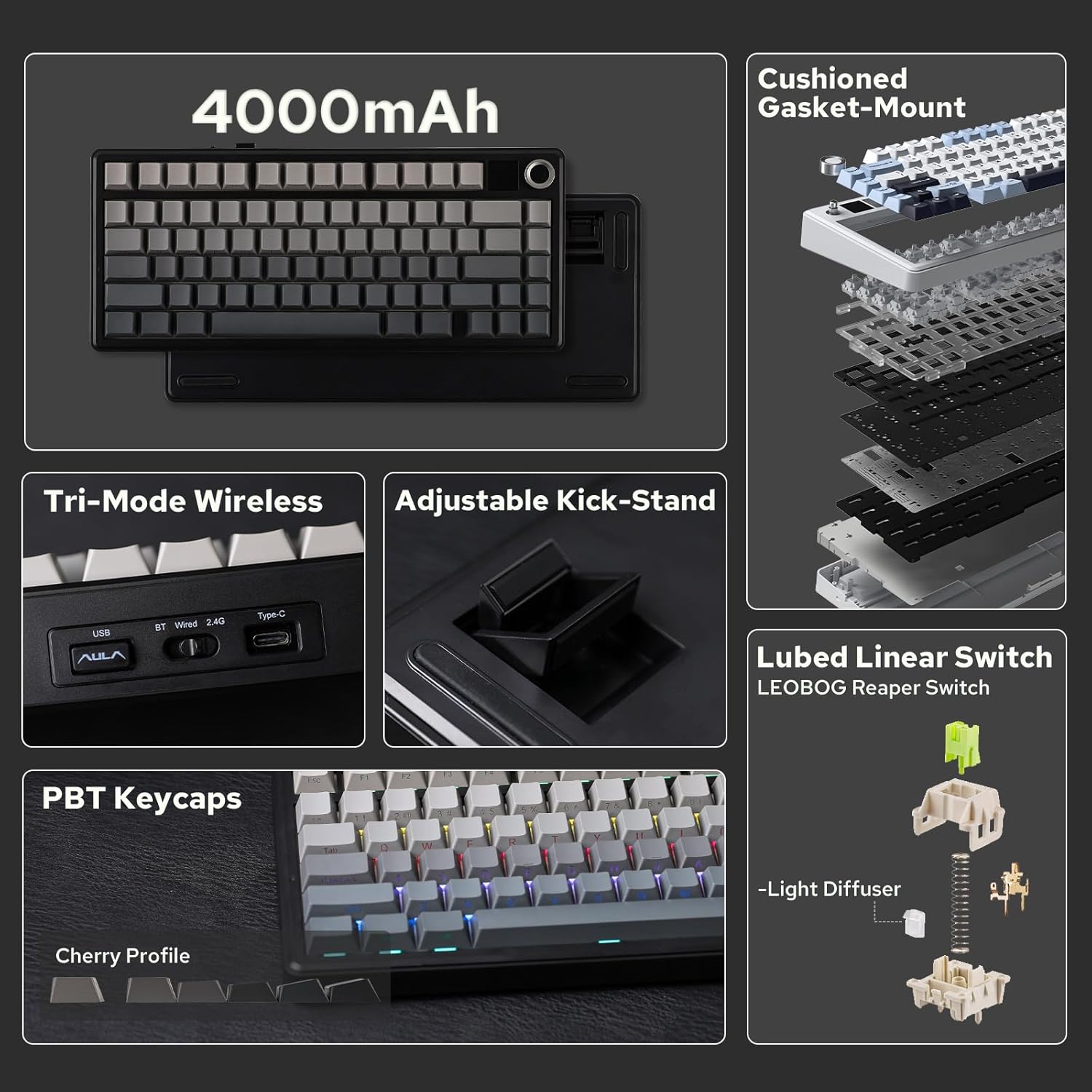 AULA F75 Max Wireless Mechanical Keyboard with TFT Screen photo 2