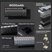 AULA F75 Max Wireless Mechanical Keyboard with TFT Smart Screen, Tri-Mode Connectivity, Hot Swappable, RGB Backlit, Volume Knob, 75% Gasket Mount (Black Gradient)
