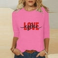 thumbnail image 2 of Women Shirts Heart Tshirts Casual 3/4 Sleeve Tunic Top Plus Size Shirt Valentines Day Blouse Trendy, 2 of 4