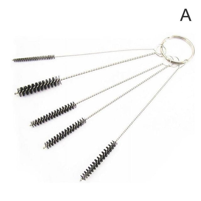 SharkTRUE 5Pcs Set Nylon Straw Brush Cleaner Bottle Tube Pipe Cleaning Small 2MM