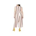 thumbnail image 2 of SPEECHLESS Womens White Striped Short Sleeve V Neck Jumpsuit Juniors Size: 22, 2 of 2