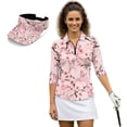 thumbnail image 2 of Aplkyhs Cherry Blossom Women's Golf Shirt and Sun Visor Hat Set Butterfly Moisture Wicking 3/4 Sleeve Golf Shirts Sports Sun Visor Hat Suitable for Tennis Enthusiasts Soft and Comfortable, 2 of 7