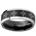thumbnail image 2 of Tungsten Multiple Cross 8mm Brushed Black 2 Tone Beveled Edges Men Ring, 2 of 2