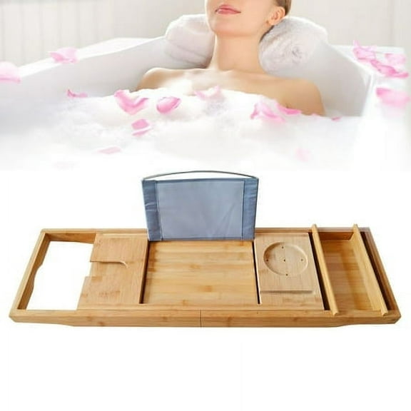 Bamboo Bath Tray Table Bathtub Caddy Tray Over the Tub Shelf Bath Holder Desk