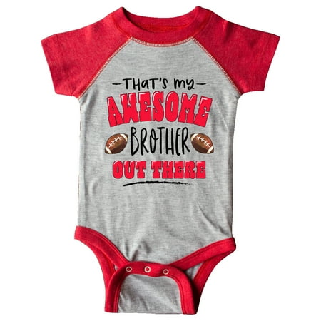 

Inktastic That s My Awesome Brother Out There with Footballs Gift Baby Boy or Baby Girl Bodysuit