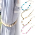 thumbnail image 2 of Curtain Tiebacks Set Natural-Wood Bead Ties Brass Hooks Included Bedroom Decor with 2 Holdbacks, 2 of 7