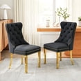 thumbnail image 4 of Velvet Dining Chairs Set of 4, Upholstered Tufted Dining Chairs with Stainless Steel Legs & Pull Ring for Dining Room, Living Room, 4 of 6