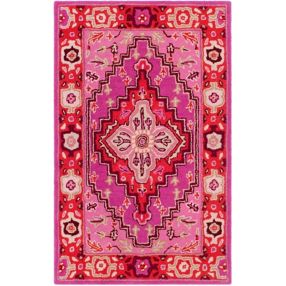 SAFAVIEH Bellagio Major Bordered Wool Area Rug, Red/Pink, 2' x 3'