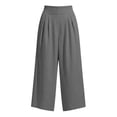 thumbnail image 4 of GigrtiJin Women's Cotton Capris Pants Pleated Wide Leg High Waisted Capris Loose Casual Beach Vacation Cropped Pants with Pockets, 4 of 5