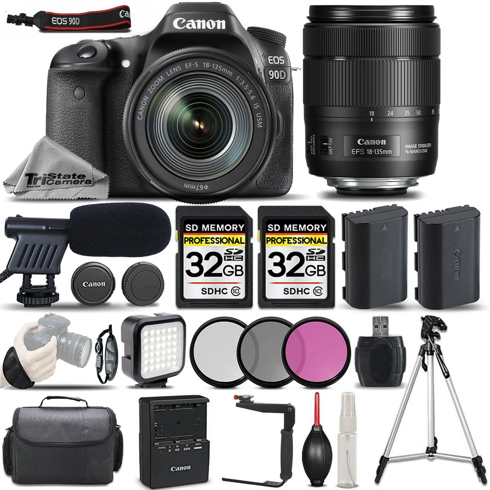 Canon EOS 90D WiFi Full HD 4K30p Digital SLR Camera + Canon 18135mm