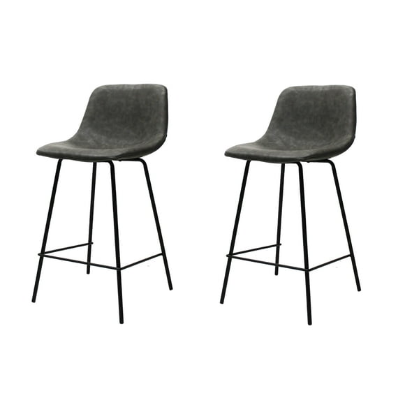 Banco de cocina Mundo In Gerona Set de 2 Madera Solida y Base Metalica Gris