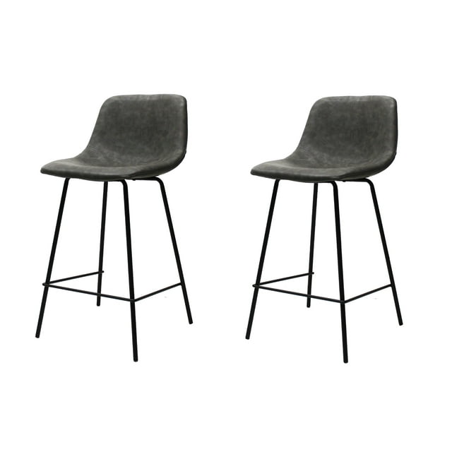 Banco de cocina Mundo In Gerona Set de 2 Madera Solida y Base Metalica Gris