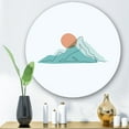thumbnail image 2 of Designart 'Abstract Blue Mountains With Red Moon II' Modern Circle Metal Wall Art 11x11 - Disc of 11, 2 of 5