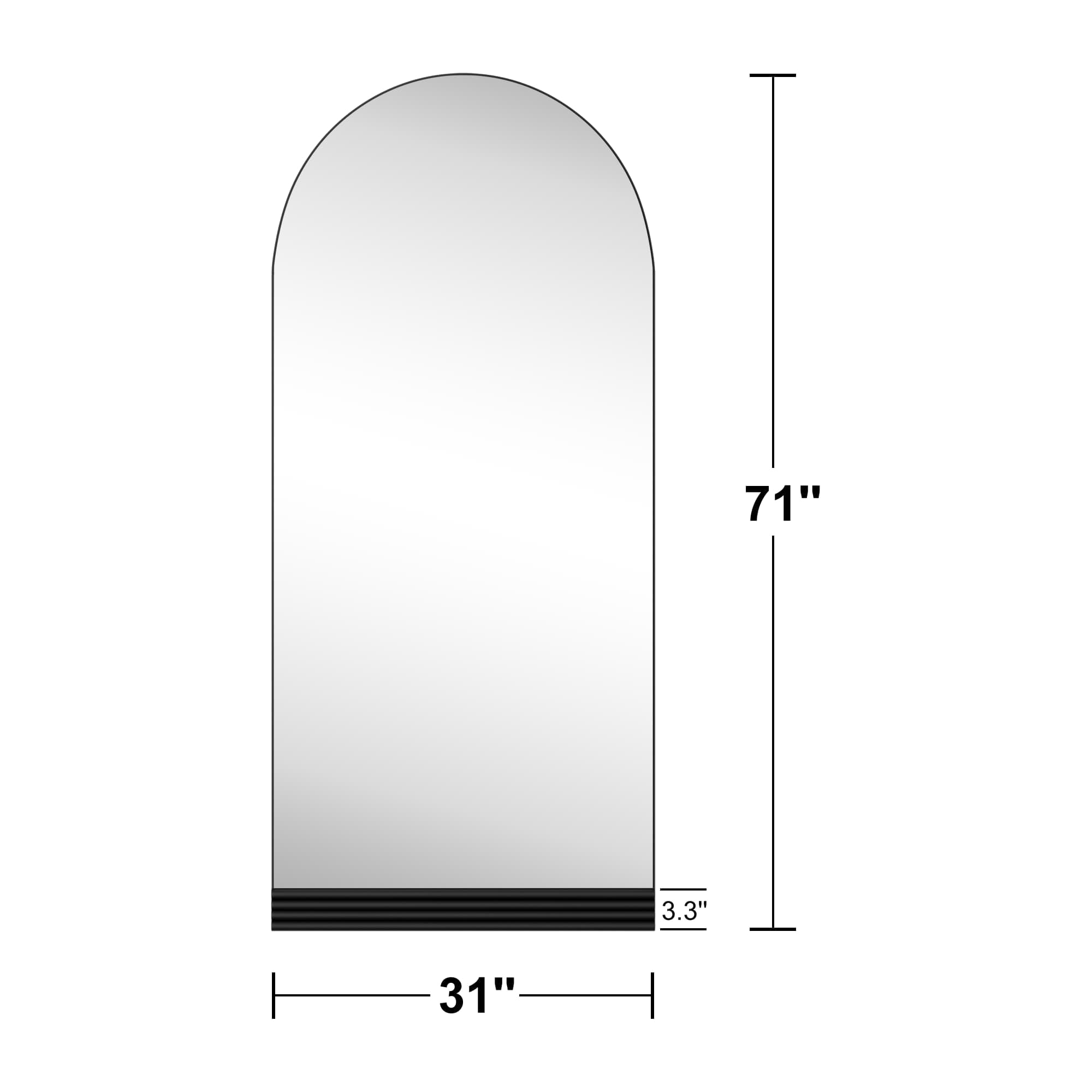 71"x35" Wood Arched Full Length Mirror Carved Floor Standing Mirror,Whether White