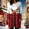thumbnail image 5 of larppty Women Dresses Shirt Christmas Long Sleeve Tops Santa Printed Pullover Loose Plus Size T-Shirt Blouse with Pockets (Watermelon Red, XL), 5 of 6