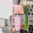thumbnail image 3 of 30 Oz Pink Pig Tumbler with Handle and Straw, Insulated Stainless Steel Coffee Travel Cup Mug Water Bottle, Cute Pig Gifts for Women Men Adults on Christmas Birthday, 3 of 6