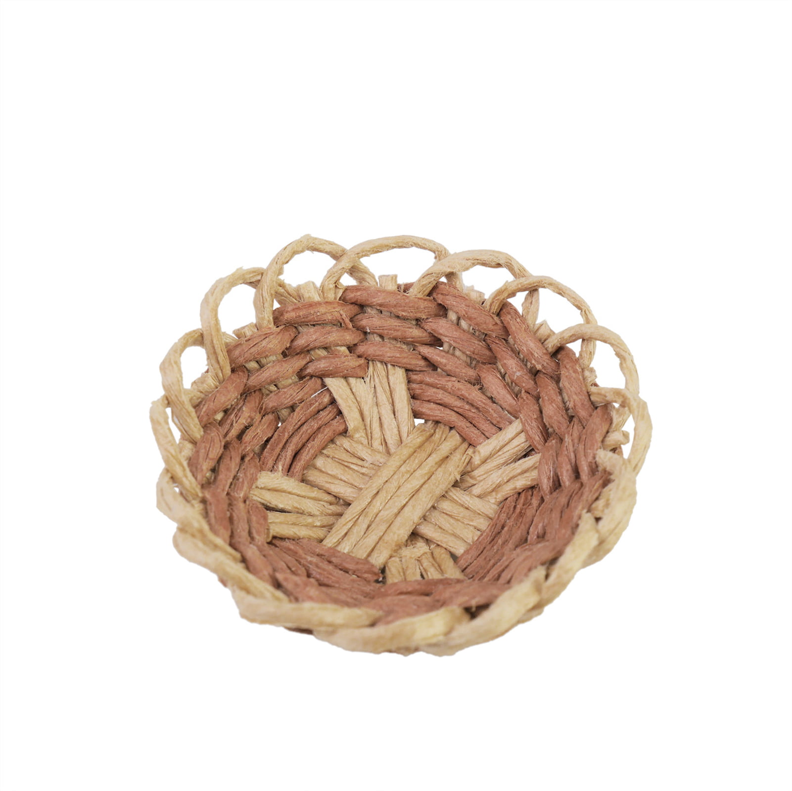 M1.4 1/12th scale DOLLS HOUSE PAIR OF FLAT ROUND WICKER BASKETS 