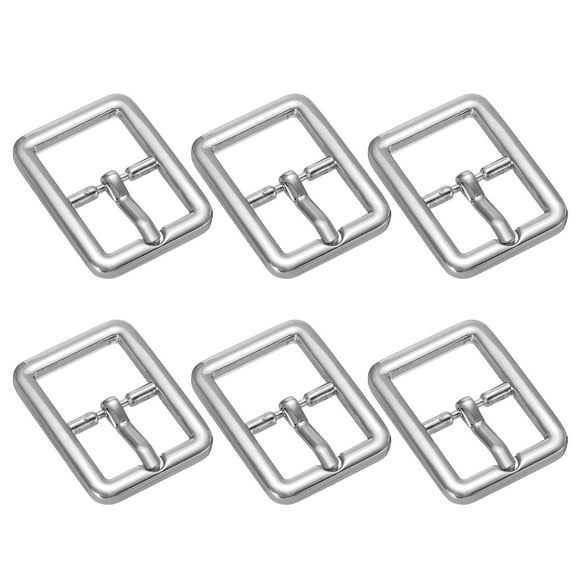Uxcell 0.63 IN(16mm) Single Prong Belt Buckle [6Pcs] - Metal Center Bar Buckle - [Silver Tone] Square Loops Clasp