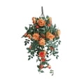 thumbnail image 2 of Artificial Rose Hanging Basket Flowers for Outdoor Indoor Decor, Faux Rose Bush with Woven Basket, UV Resistant Fake Plant for Porch Patio Balcony, Home Ornaments for Spring Summer, 2 of 6