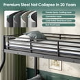 thumbnail image 6 of Dolonm Twin over Queen Metal Bunk Bed for Teens, Heavy Duty Noise Free Bunk Bed Sturdy with Support Leg, Ladder and Guardrails for Bedroom, Easy Assembly, Black, 6 of 8