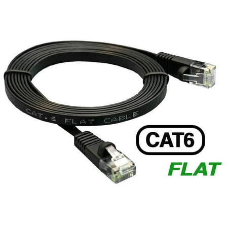 InstallerParts Ethernet Cable CAT6 Cable Flat 35 FT - Black - Professional Series - 10Gigabit/Sec Network / High Speed Internet Cable - Ethernet Cord,