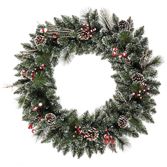 Vickerman B166330 Pointe de Neige Couronne de Pin et Baies&44; 30 Po.