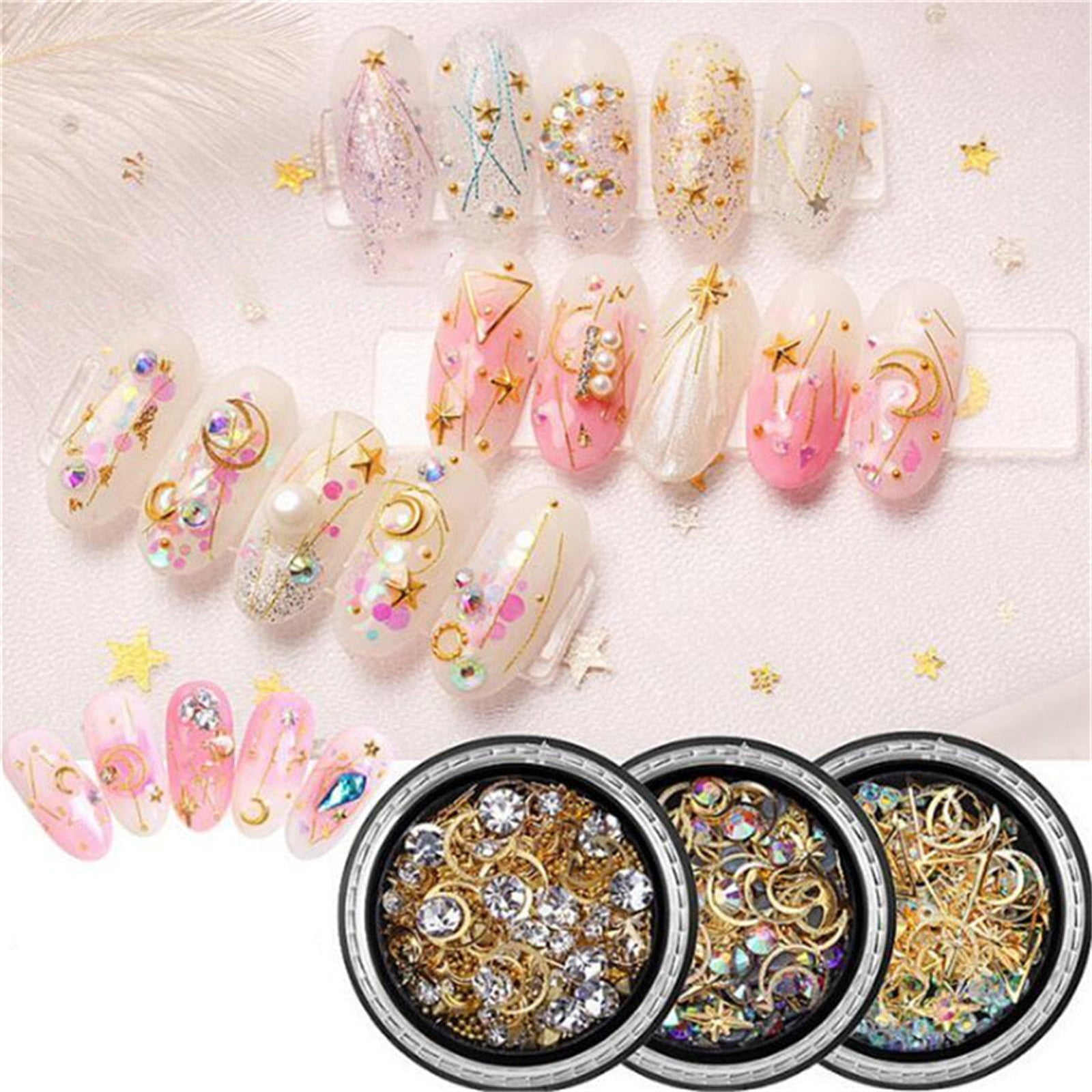 Nail Jewelry for Acrylic Nails Lip Gloss Glitter Fall Leaf Nail Glitter Football Nail Decals Jelly Rhinestones Brush Holder for Nail Tech Glitter Eye Makeup Charms for Nails Nail Silicone Pen