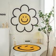 thumbnail image 2 of Serie de caras sonrientes de estilo de tela amarilla sol decorativa, tela curativa para dormitorio, tela colgante con flores, fondo de sonrisa, 2 of 5