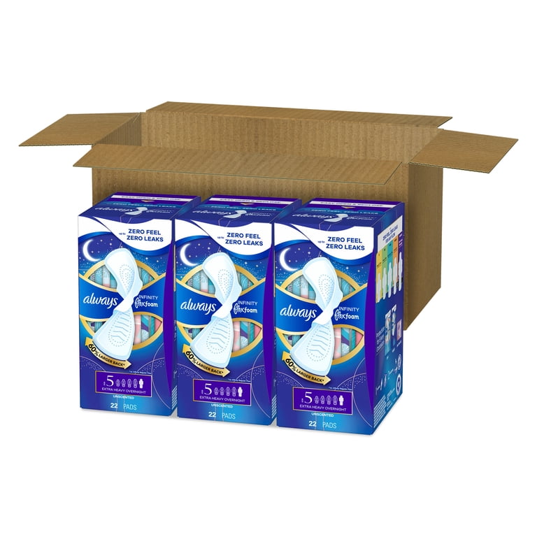 Always, Women's Period Pads, Size 5, Extra Heavy Overnight with