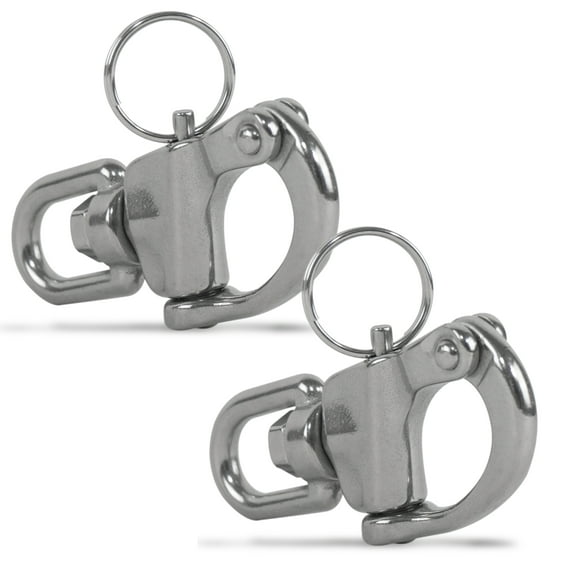Five Oceans 2-3/4" Swivel Eye Snap Shackle Quick Release Bail Rigging for Sailing Boat, 2-Pack 316 Marine-Grade Stainless Steel Clip Carabiner Hook - FO443-M2