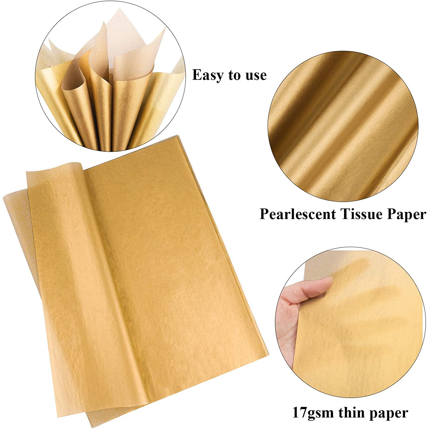 4 Sheets Gold Metallic Gift Wrap Paper Christmas Craft 50 x 70cm 