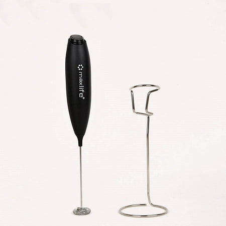Max Life Handheld Electric Milk Frother Egg Beater with Built-In Hanging Hook and Stand for Coffee, Lattes, and Cooking- Black