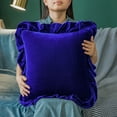 thumbnail image 2 of Glory Season Throw Pillow Cover Soft Decorative Square Cushion Case for Sofa Couch Pack of 2,18x18in,Sapphire Blue, 2 of 9