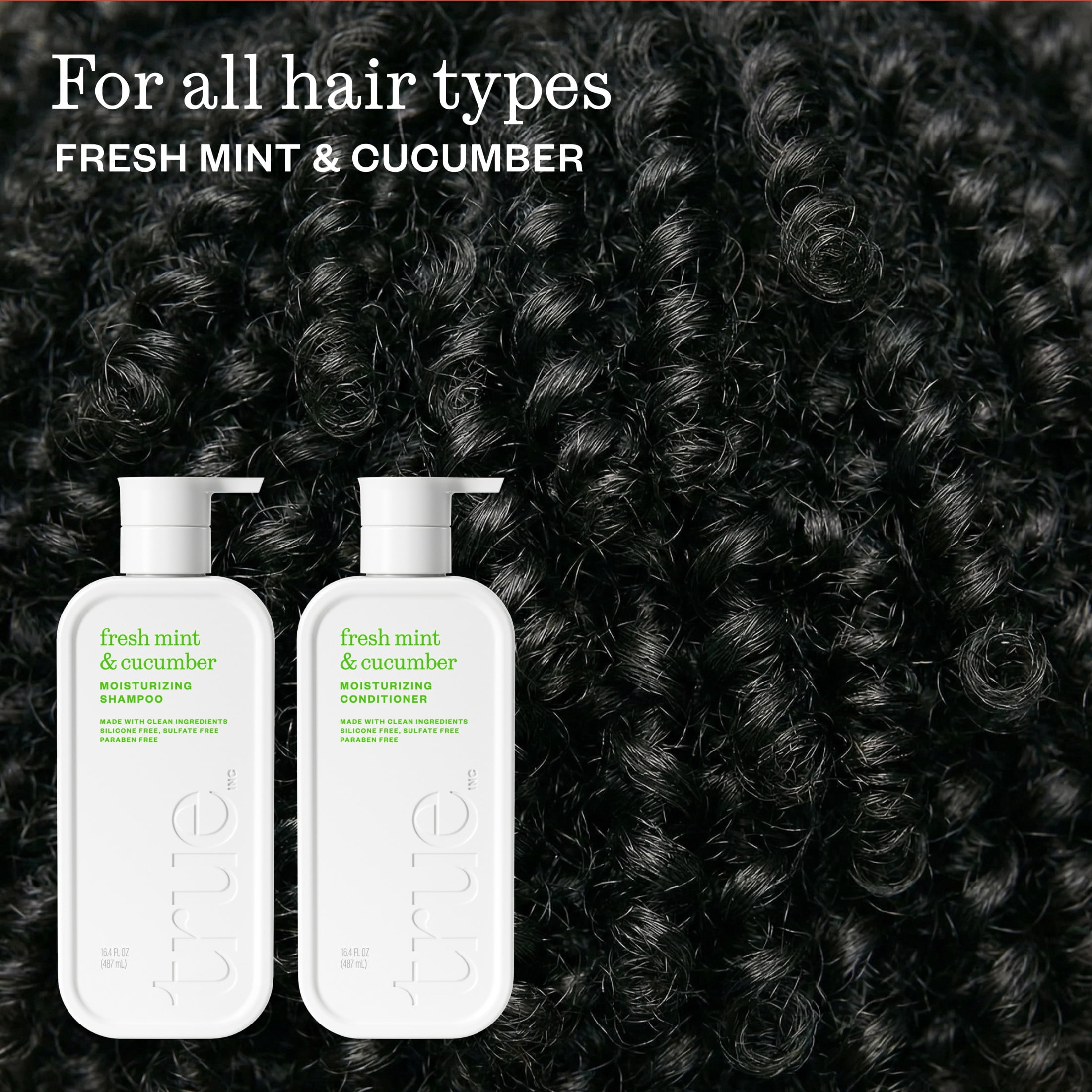 True Fresh Mint & Cucumber Moisturizing Shampoo - Moisturizing and Hydrating Formula for Women & Men, 16.4 fl oz