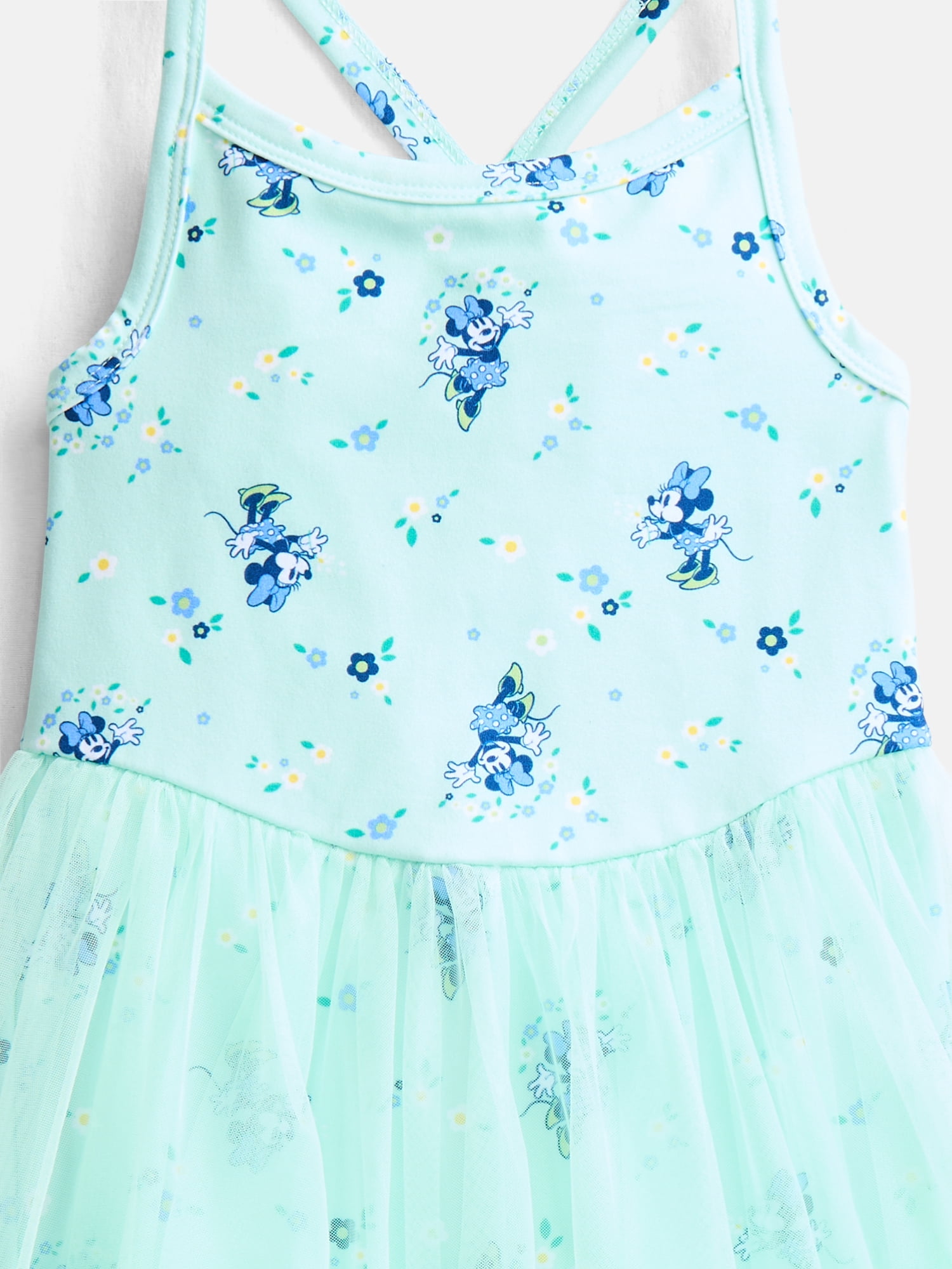 Minnie Mouse Toddler Girls' Sleeveless Romper with Tulle Skirt, Sizes 12M-5T