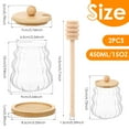 thumbnail image 2 of Austok 2Pcs Glass Honey Jar with Dipper Honey Pot with Dipper and Lid 15oz Jam Container Set with Wood Base and Lid Syrup Dispenser for Chocolate Syrup for Home Kitchen, 2 of 9