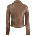 thumbnail image 2 of A2Y Women's Classic Vegan Leather Zip Up Rider Style Moto Biker Jacket Mocha XL, 2 of 4