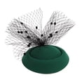 thumbnail image 4 of TODOZO Fascinators Hat Flower Mesh Ribbons Feathers On A Headband and A Clip Tea Party Headwear for Girls and Women Women's Pure Color Mesh Vintage Beret Dress Accessories Green One Size, 4 of 7