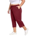 thumbnail image 4 of Endives Womens Casual Pants Plus Size Casual Elastic Waist Loose Fit Linen Pant Women With Pockets Activewear S-6XL Red, 4 of 6