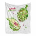thumbnail image 1 of Artichoke Soft Flannel Fleece Blanket, Watercolor Illustration of Super Food Vegetables Whole Cut in Half, Cozy Plush for Indoor and Outdoor Use, 50" x 60", Fuchsia and Apple Green, by Ambesonne, 1 of 6