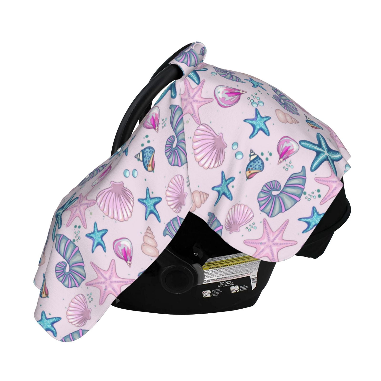 Naloa Sea Shells 3 Baby Car Seat Cover, Breathable Baby Carrier Cover, Multiuse Baby Carrier Cover & Nursing Breastfeeding Cover