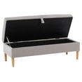 thumbnail image 6 of Pemberly Row Light Gray Velvet Fabric 48" Long Storage Ottoman with Wood Legs, 6 of 12