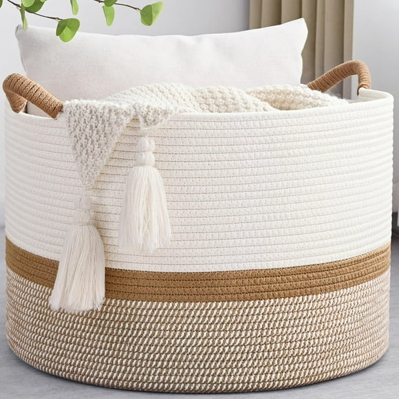 Cesto organizador Degeyoyo grande de cuerda de algodón 51 x 33 cm