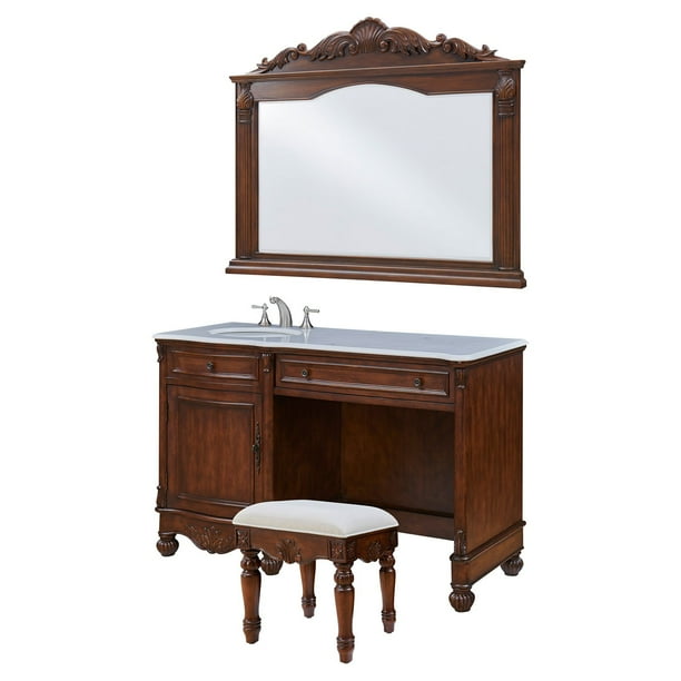Elegant Decor 52 In Single Bathroom Vanity Set With Optional Mirror And Stool Com Single Bathroom Vanity Set, 52 Inch Lighted Mirror