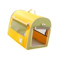 thumbnail image 4 of Jaula de coche para perros, jaula de viaje para perros con asa, perrera portátil de lado suave para mascotas, perrera interior y exterior para gatos amarillo y verde, 4 of 8