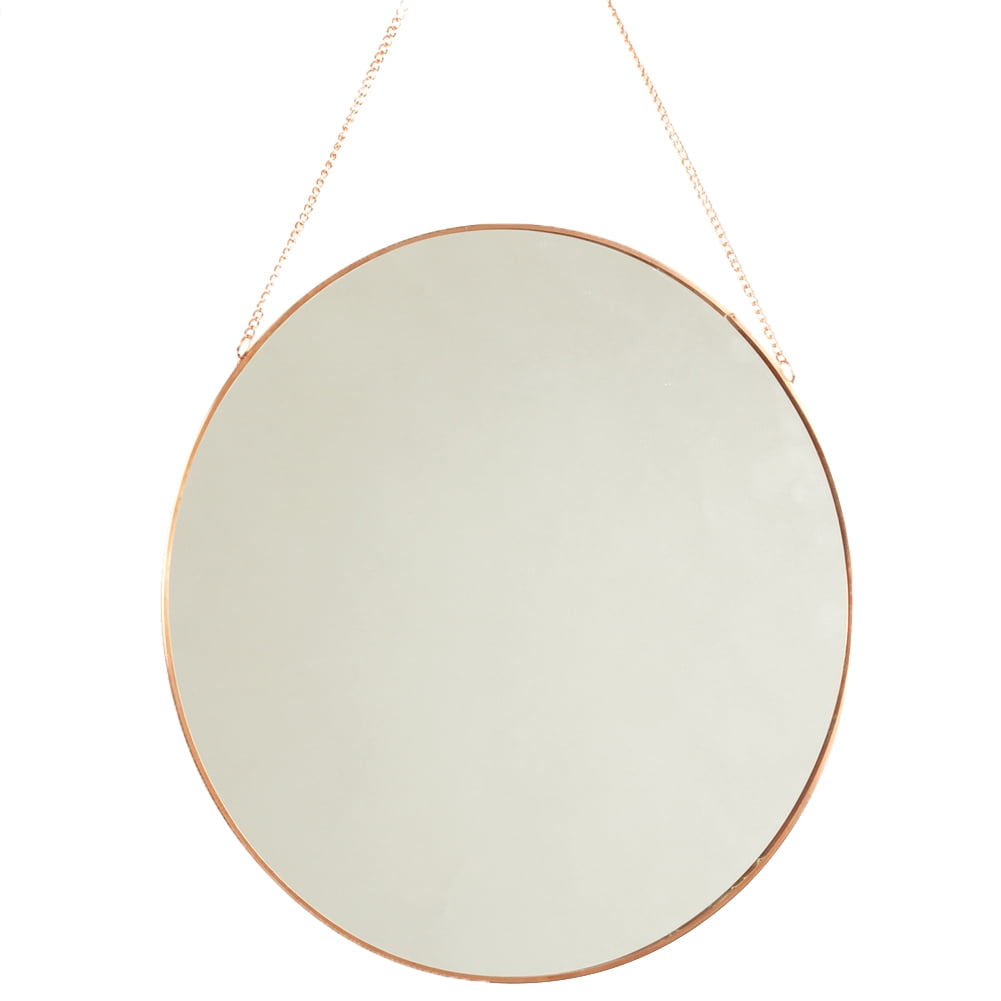 30cm NEW Rose Gold Metal Frame Copper Round Vintage Hanging Mirror with Strap
