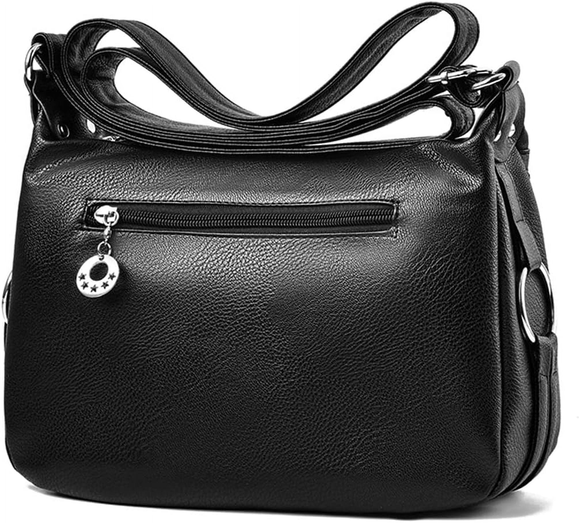 Leather Crossbody Bag for Women Multi Pockets Shoulder Purse Lightweight Messenger Bag Ladies Pocketbook