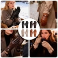 thumbnail image 4 of BadPiggies Winter PU Leather Suede Gloves for Women, Warm Thermal Touchscreen Texting Dress Driving Motorcycle Gloves Fleece Lining (Beige), 4 of 9