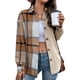 thumbnail image 3 of Chaqueta de Franela A Cuadros para Mujer, Camisa de Larga con Botones, Abrigos, Conjuntos de Otoño Caqui S, 3 of 9