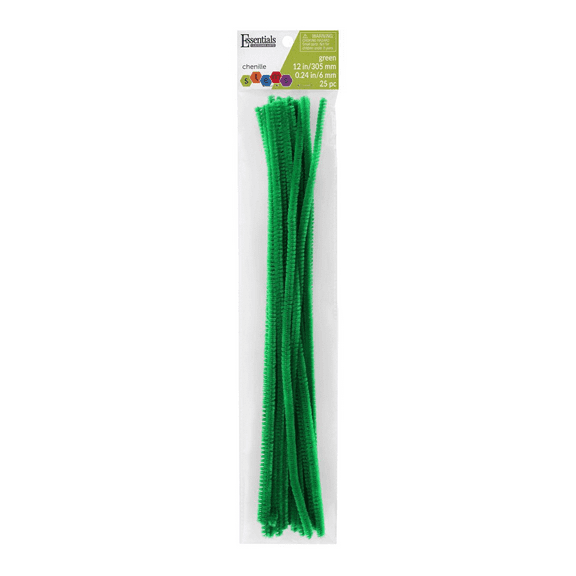 Essentials By Leisure Arts Arts Chenille Stem 12" 6mm Green 25pc